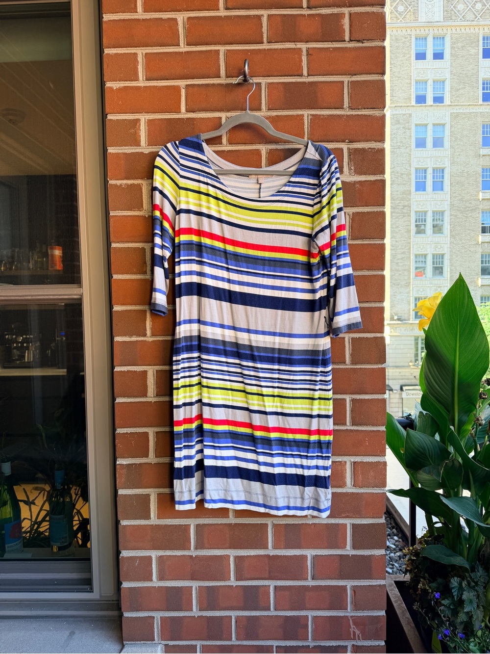 Banana Republic Multi-Stripe Scoop Neck Tunic — Blue, Yellow, Red, White